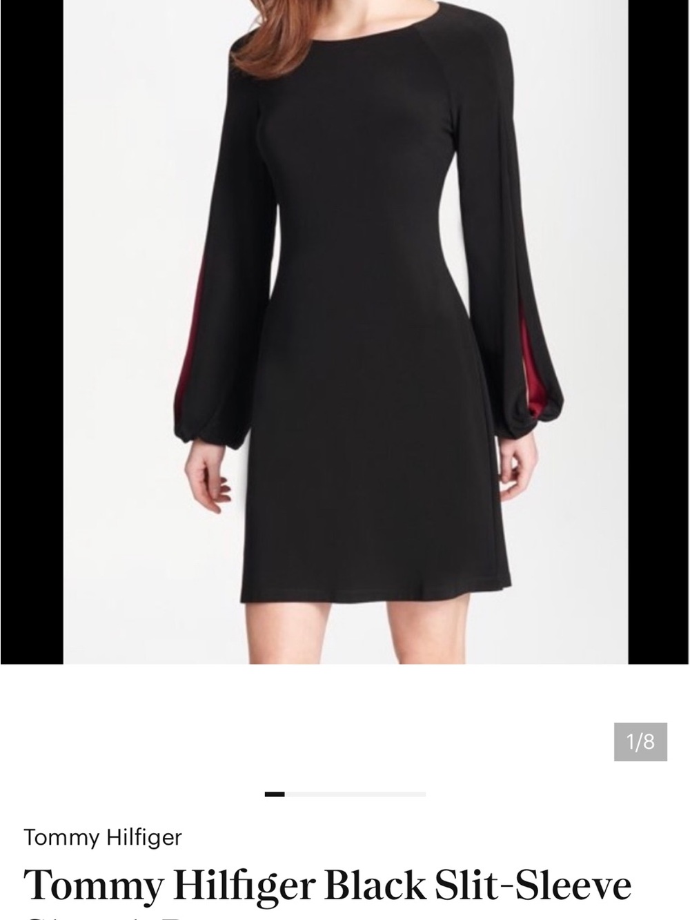 Tommy Hilfiger Black Dress with Red Sleeve Inset